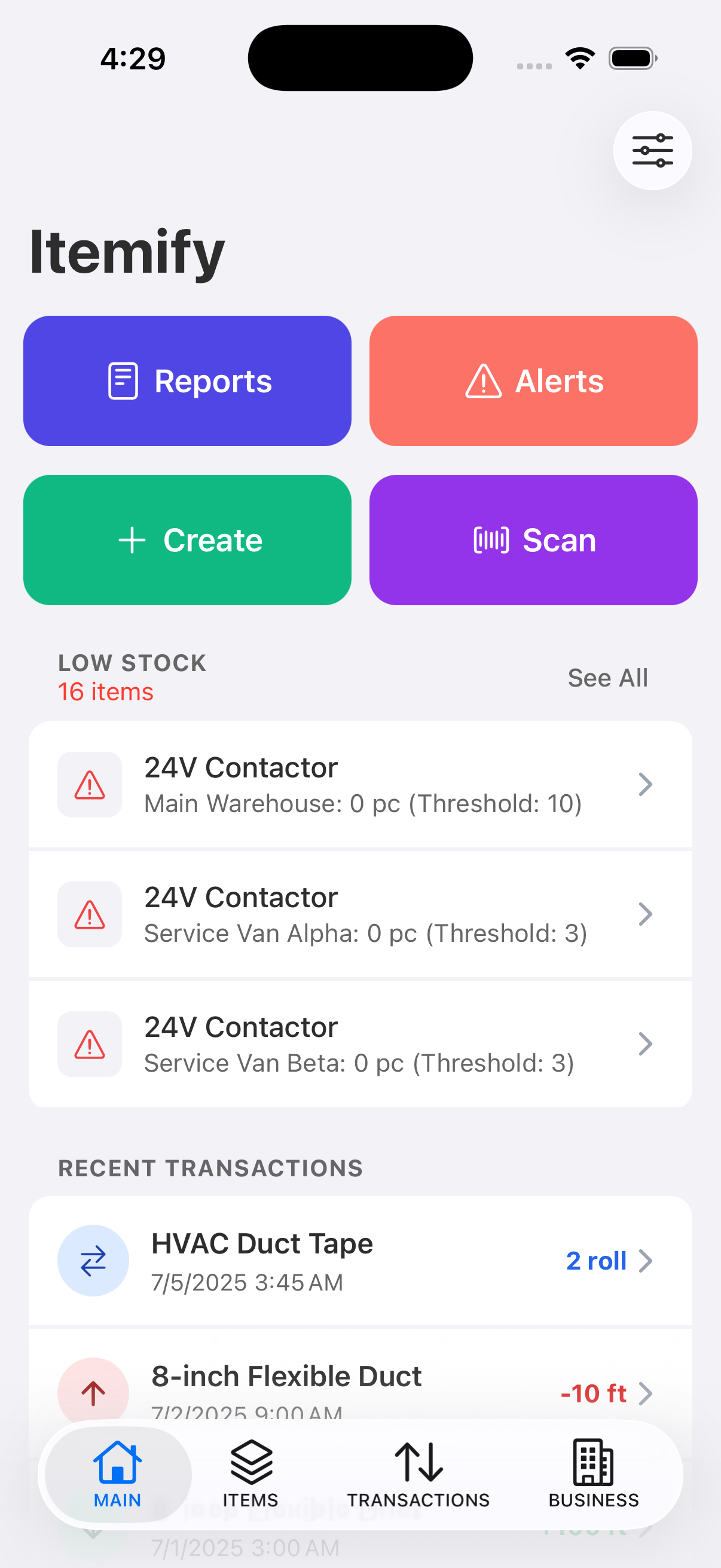 Itemify App Screenshot